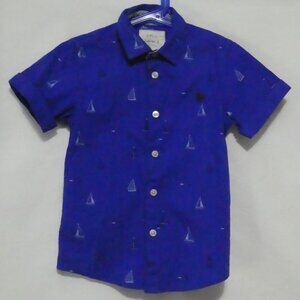 JUNIOR J | age 4-5 years | Blue Sailboat Short Sleeve Button-Up Shirt